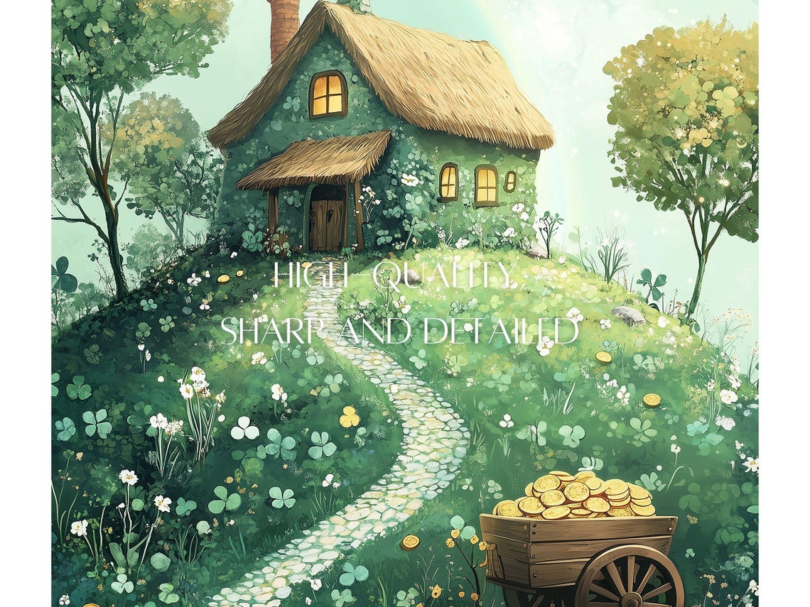 St Patrick's Thatched Cottage on Clover Hill Gold Coins Poster - Image 3