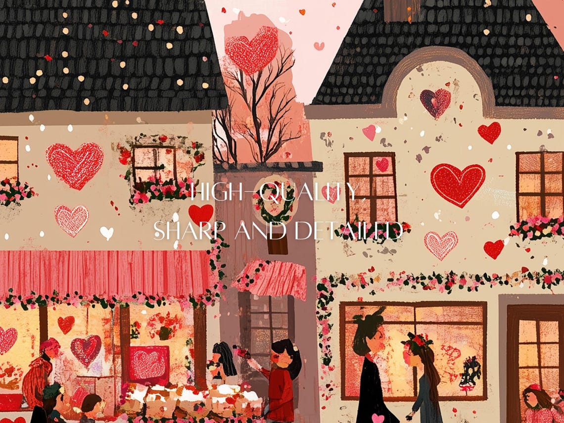 Valentines Day Frame Tv Art Romantic Valentines Town Frame Tv Art Love Decor Cute Wall Art For Couples Gift For Him Her - Image 3
