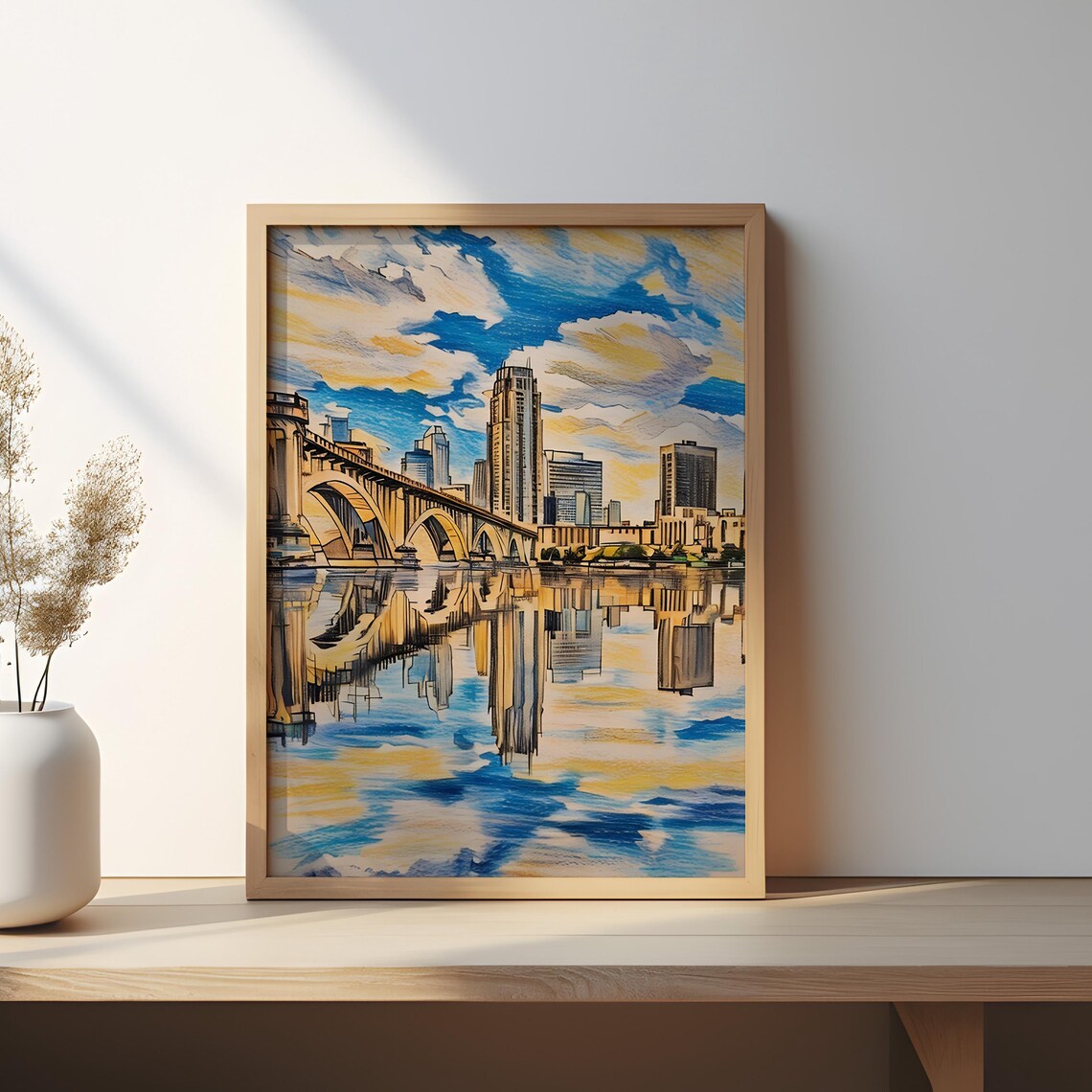Minneapolis Skyline, Reflected River View Travel Poster - Image 3