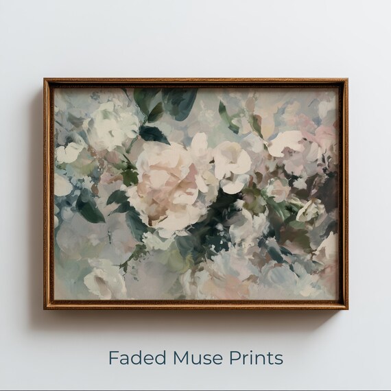 Romantic Blush Floral Watercolor Cottagecore Garden Art Print