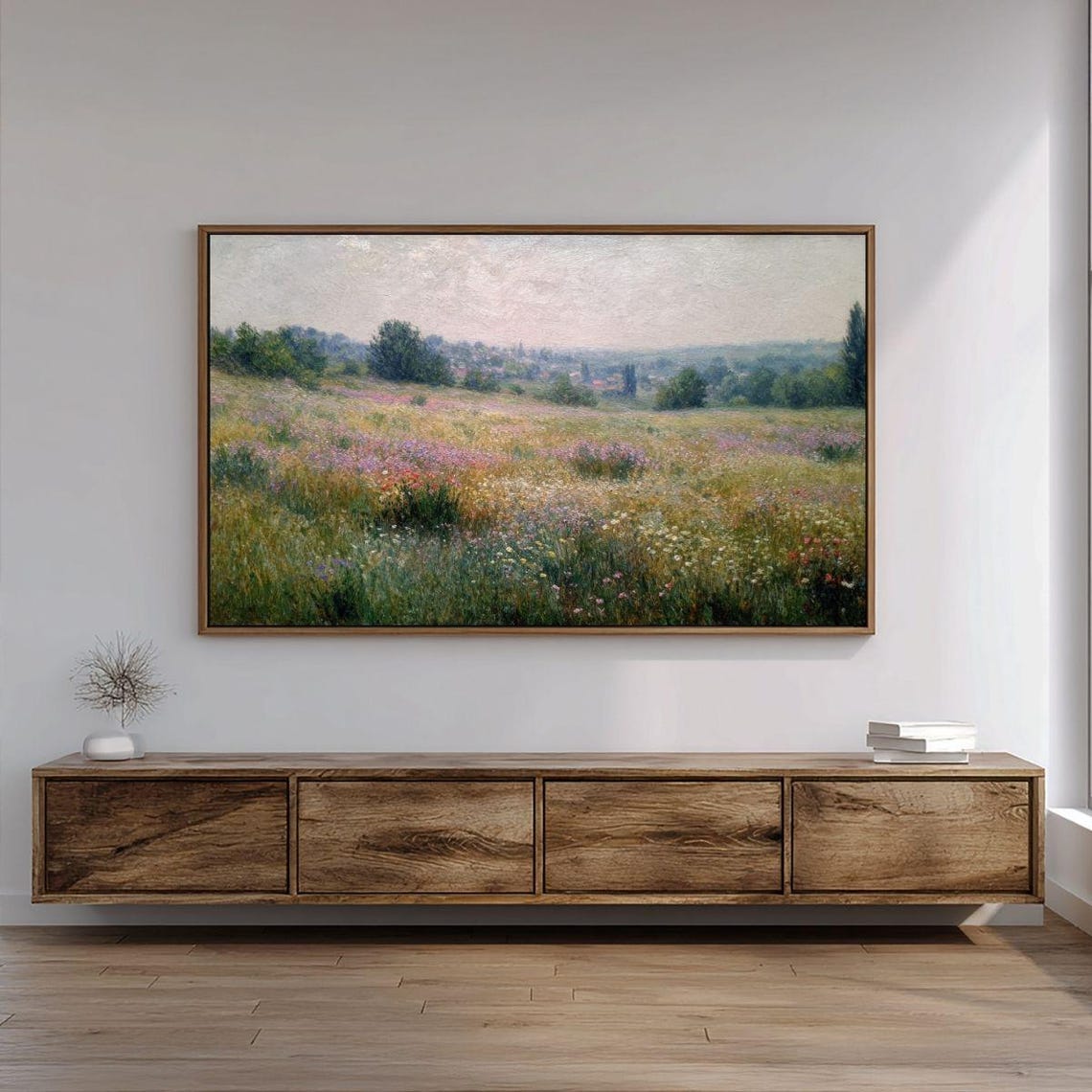 Summer Wildflower Meadow Impressionist Landscape Panoramic Wall Art