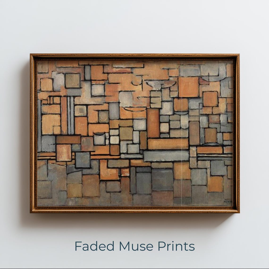 Geometric Mosaic Rectangle Abstract Warm Neutral Painting Poster