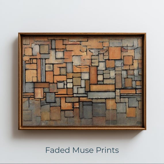 Abstract Geometric Mosaic Wall Art Midcentury Modernist Painting Digital Download 811