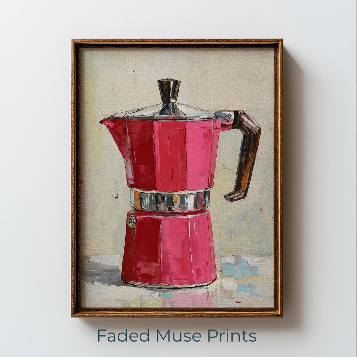 Vintage Moka Pot Espresso Maker Red Kitchen Wall Art Printable Digital Download 3174