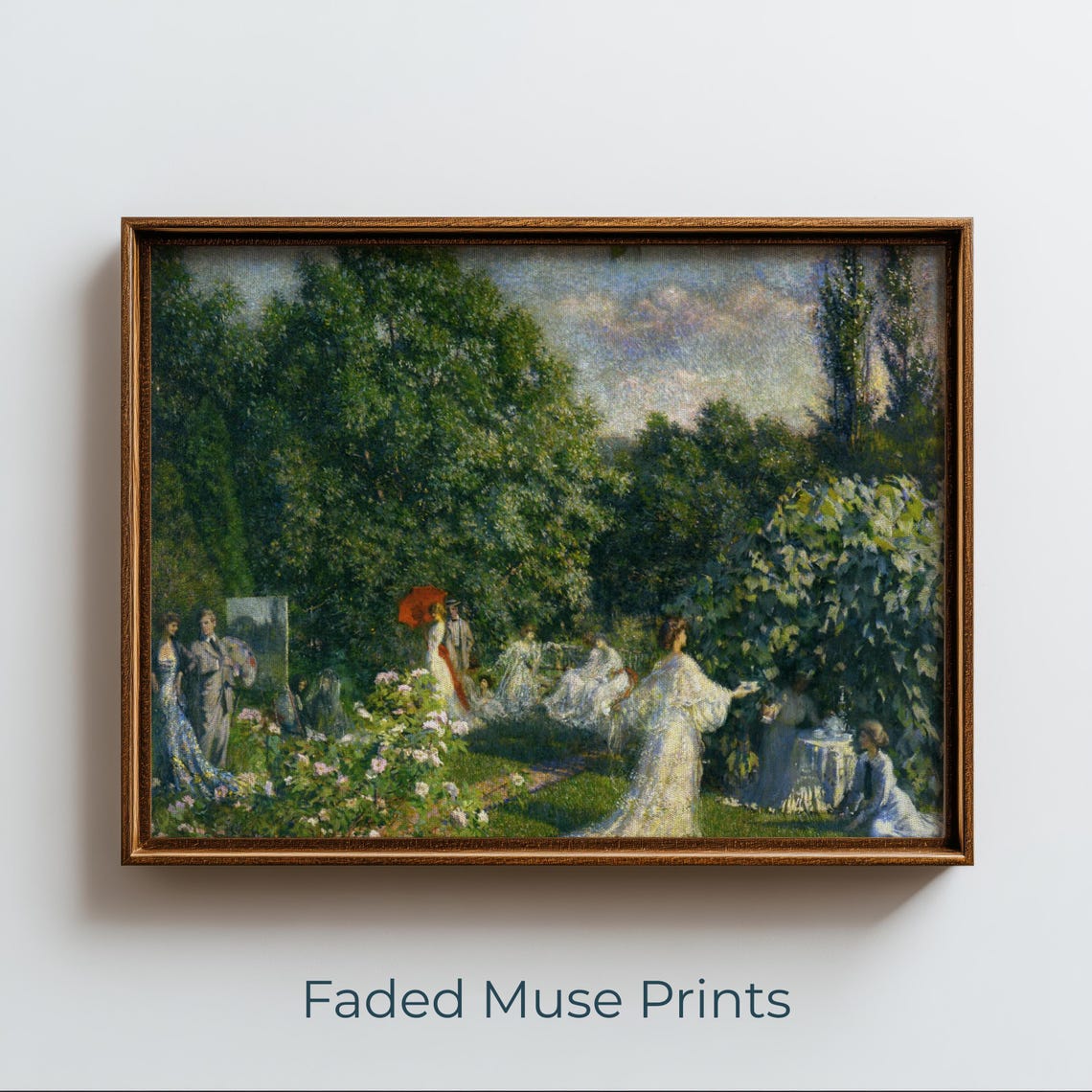 Elegant Garden Party Vintage Impressionist Painting Art Print