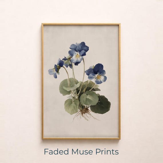 Delicate Violet Watercolor Vintage Botanical Cottagecore Art Digital Download 846