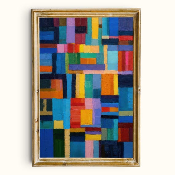 Color Block Abstract Wall Art Modern Geometric Painting Maximalist Contemporary Printable Instant Download