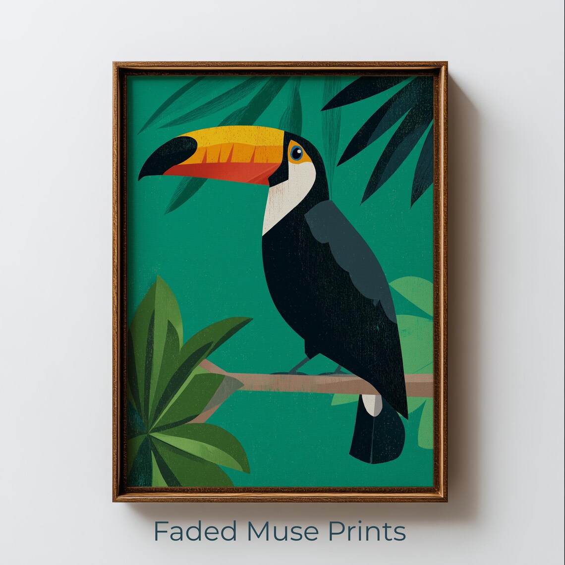 Toucan Bird Illustration, Modern Geometric Nature Decor