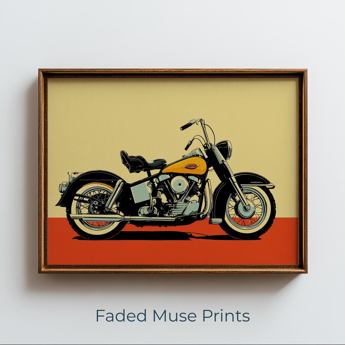Vintage Cruiser Motorcycle Illustration Bold Retro Graphic Biker Art Poster