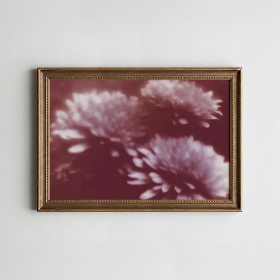 Moody Abstract Floral Print Vintageinspired Romantic Art Muted Chrysanthemum Blooms Digital Download