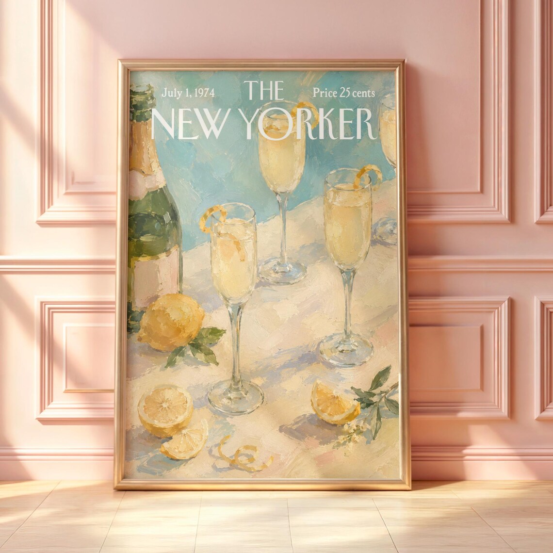 Vintage New Yorker Mimosa Poster, Brunch Kitchen Art Print