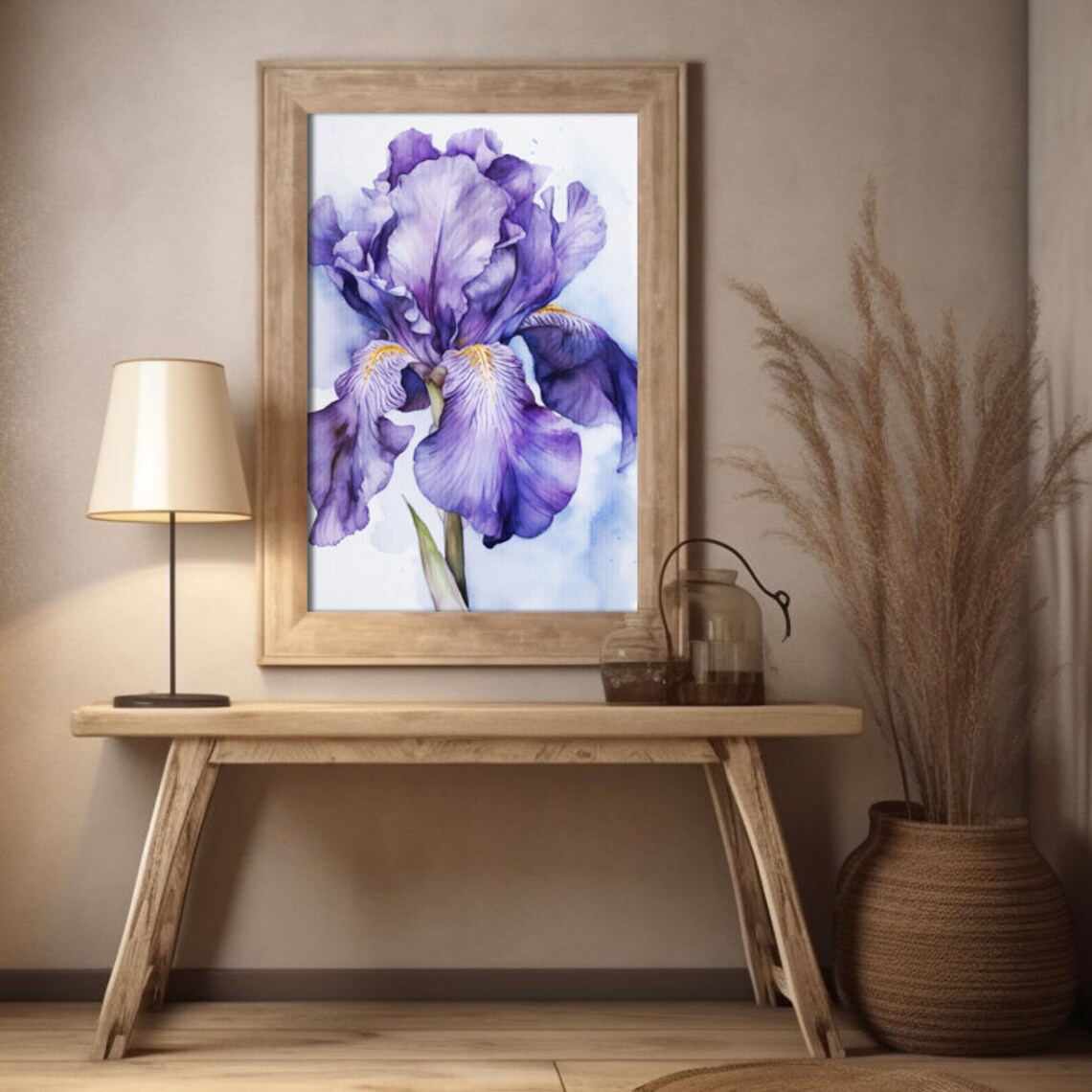 Iris Watercolor Art Print, Hallway Living Room Decor - Image 3