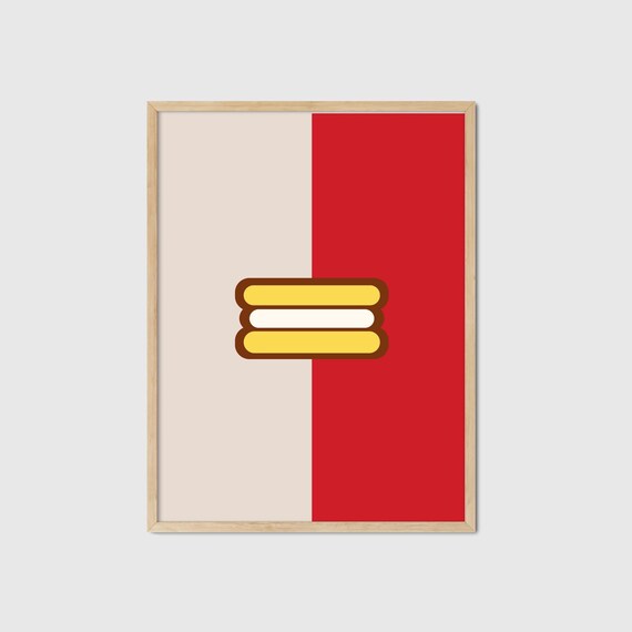 Choco Pie Inspired Abstract Wall Art Minimalist Modern Korean Food Kitchen Decor