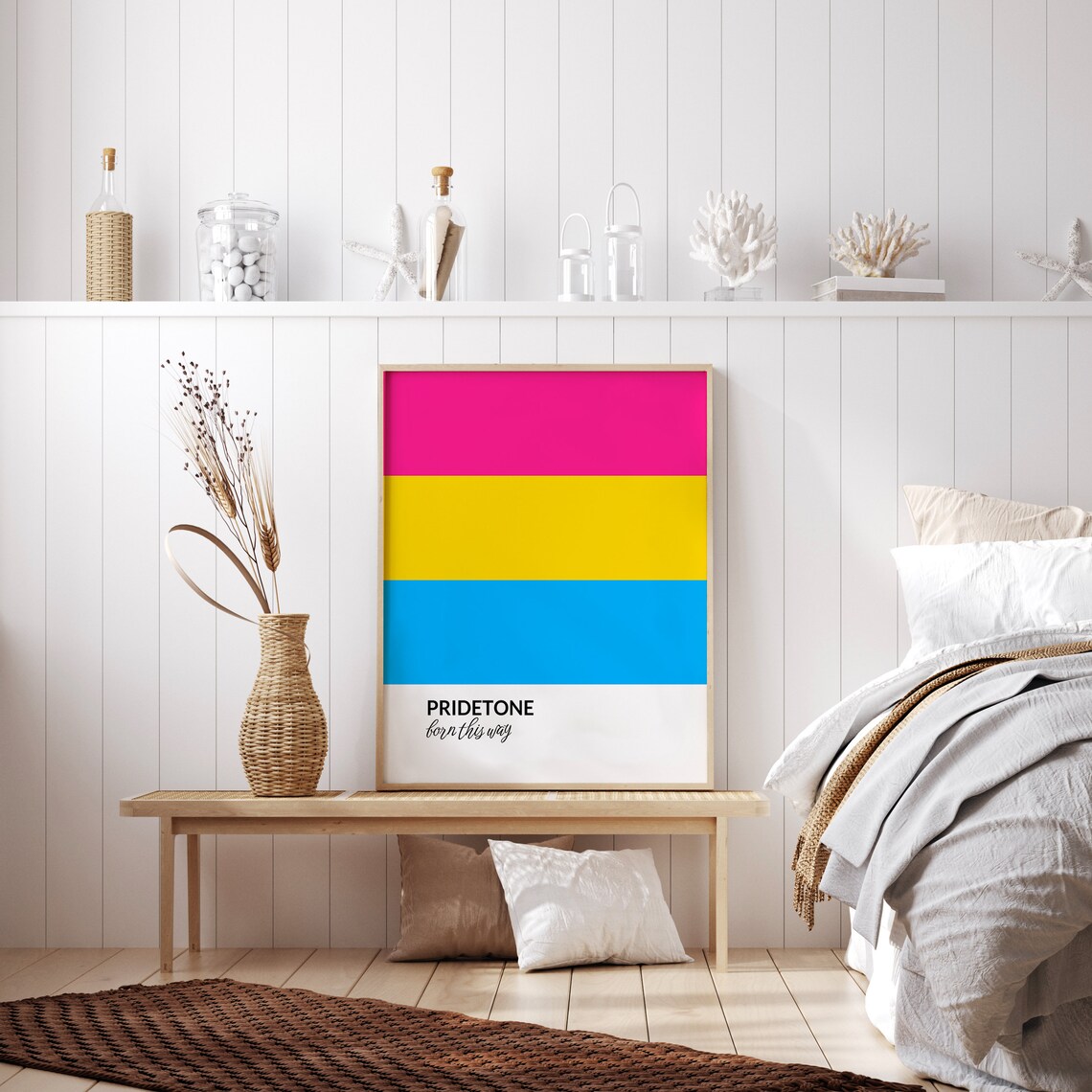 PRIDETONE Born This Way Pansexual Pride Flag Color Block Poster - Image 2