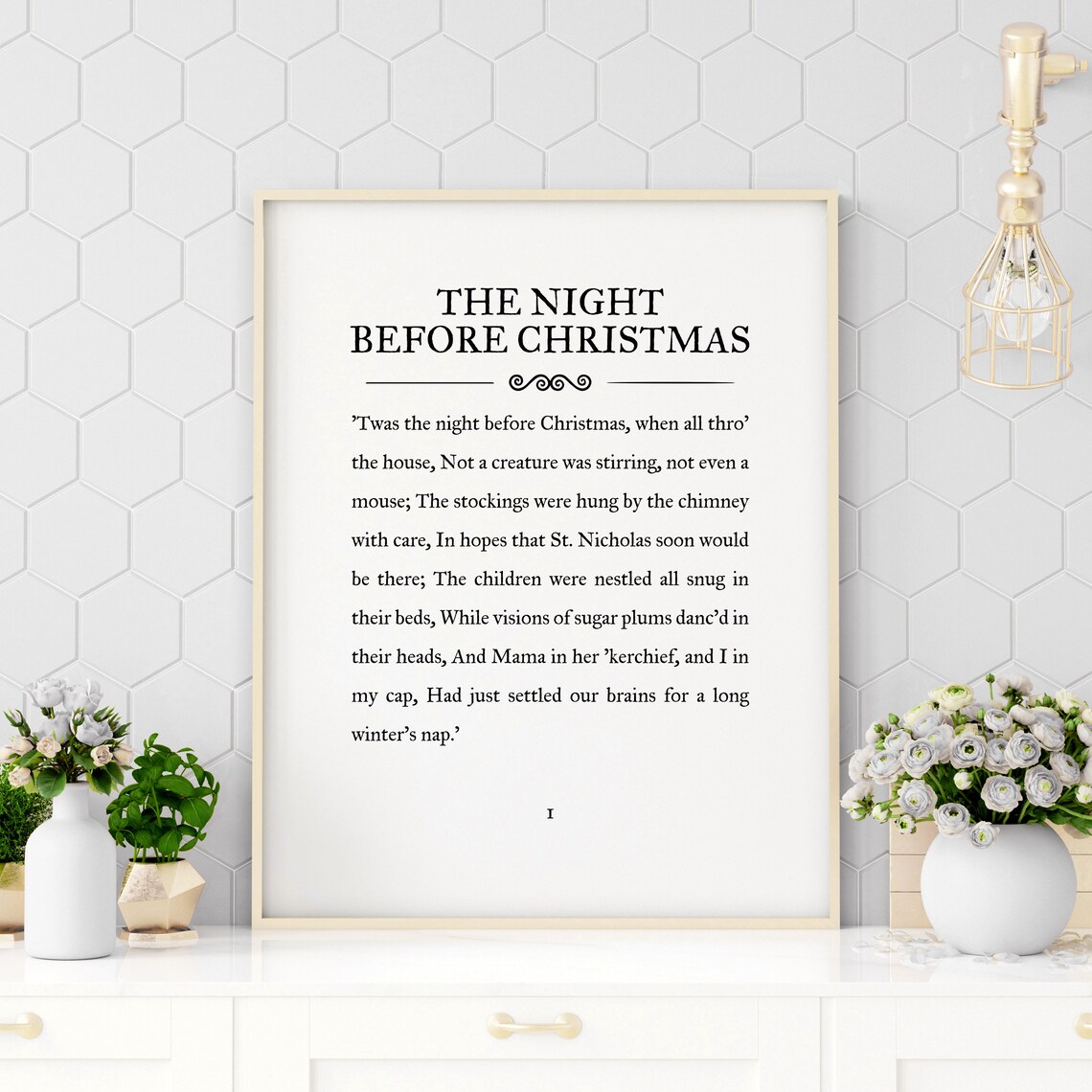 The Night Before Christmas Poem First Stanza Holiday Wall Decor Poster