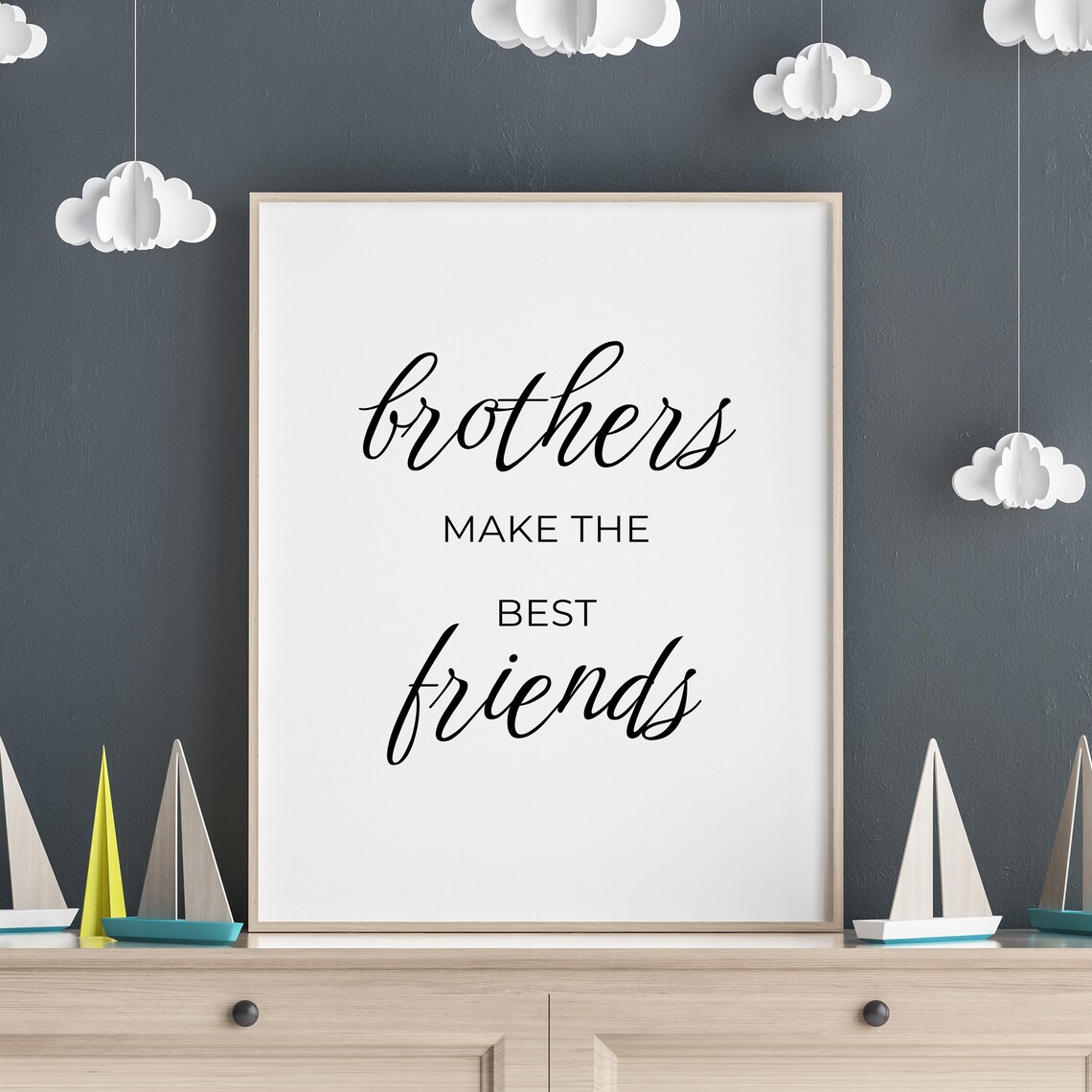Brothers Make The Best Friends Nursery Script Wall Decor Poster