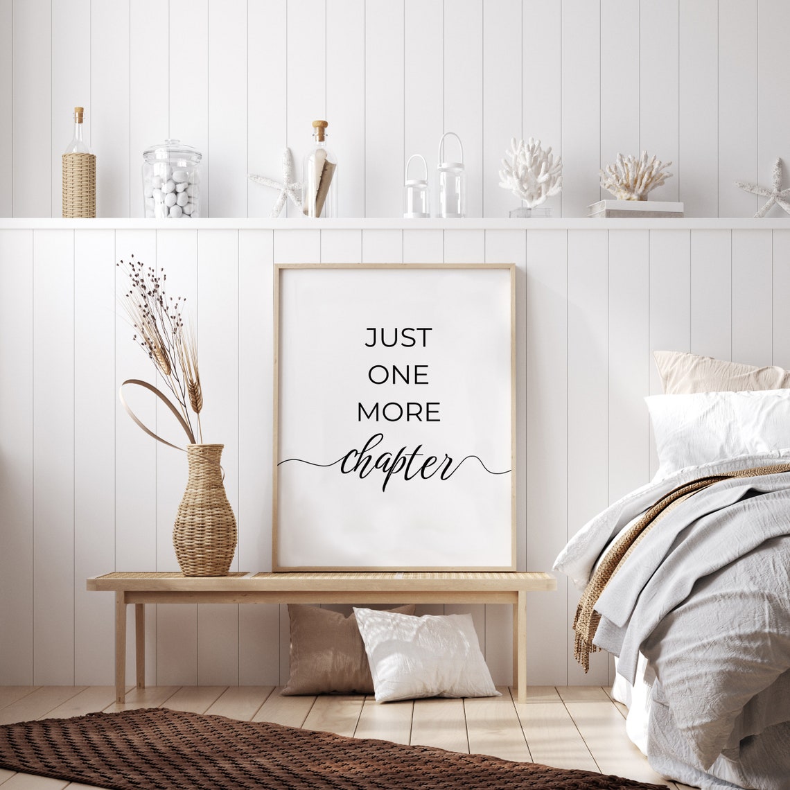 Just One More Chapter Book Lover Quote Minimalist White Poster - Image 3