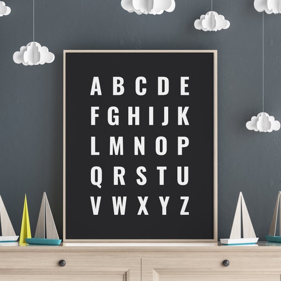 Nursery Alphabet Poster Quote Kids Room Sign Nursery Signs Kids Room Wall Art Nursery Art Abc Print School 5