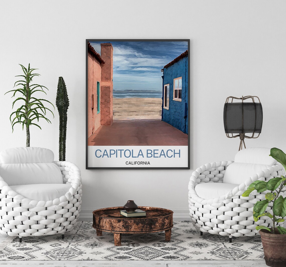 Capitola Beach Travel Poster, Coastal Landscape - Image 3