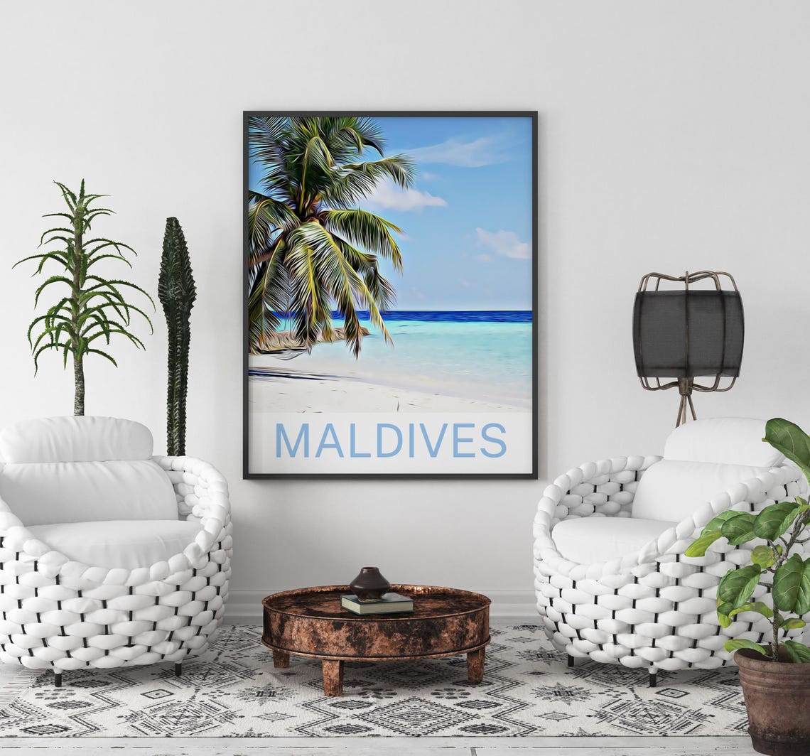 Maldives Maldives Print Maldives Wall Art Maldives Poster Maldives Painting Maldives Maldives Gift Travel Poster Print - Image 2