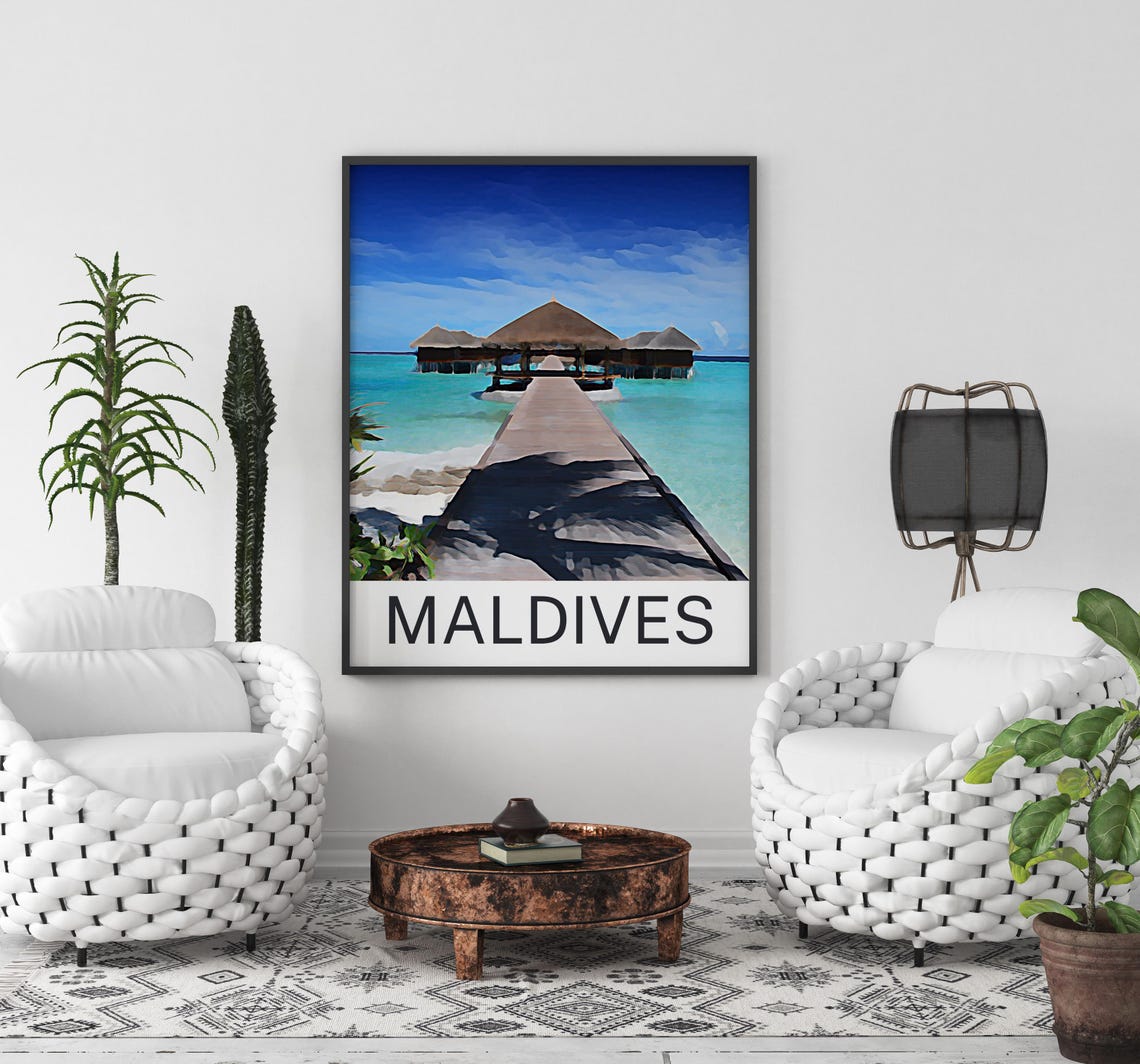 Maldives Maldives Print Maldives Wall Art Maldives Poster Maldives Painting Maldives Maldives Gift Travel Poster Print - Image 3