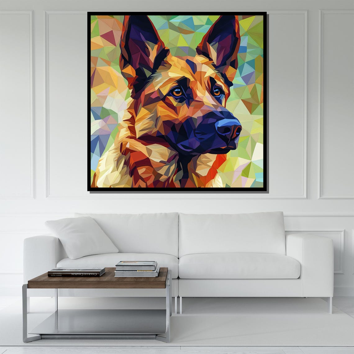 German Shepherd Painting Vibrant Geometric Dog Art Modern Wall Decor Gift For Pet And Art Lovers - Image 5