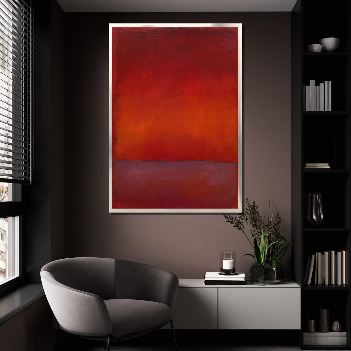 Mark Rothko Style Moody Red Abstract Melting Into Purple Band Poster - Image 4