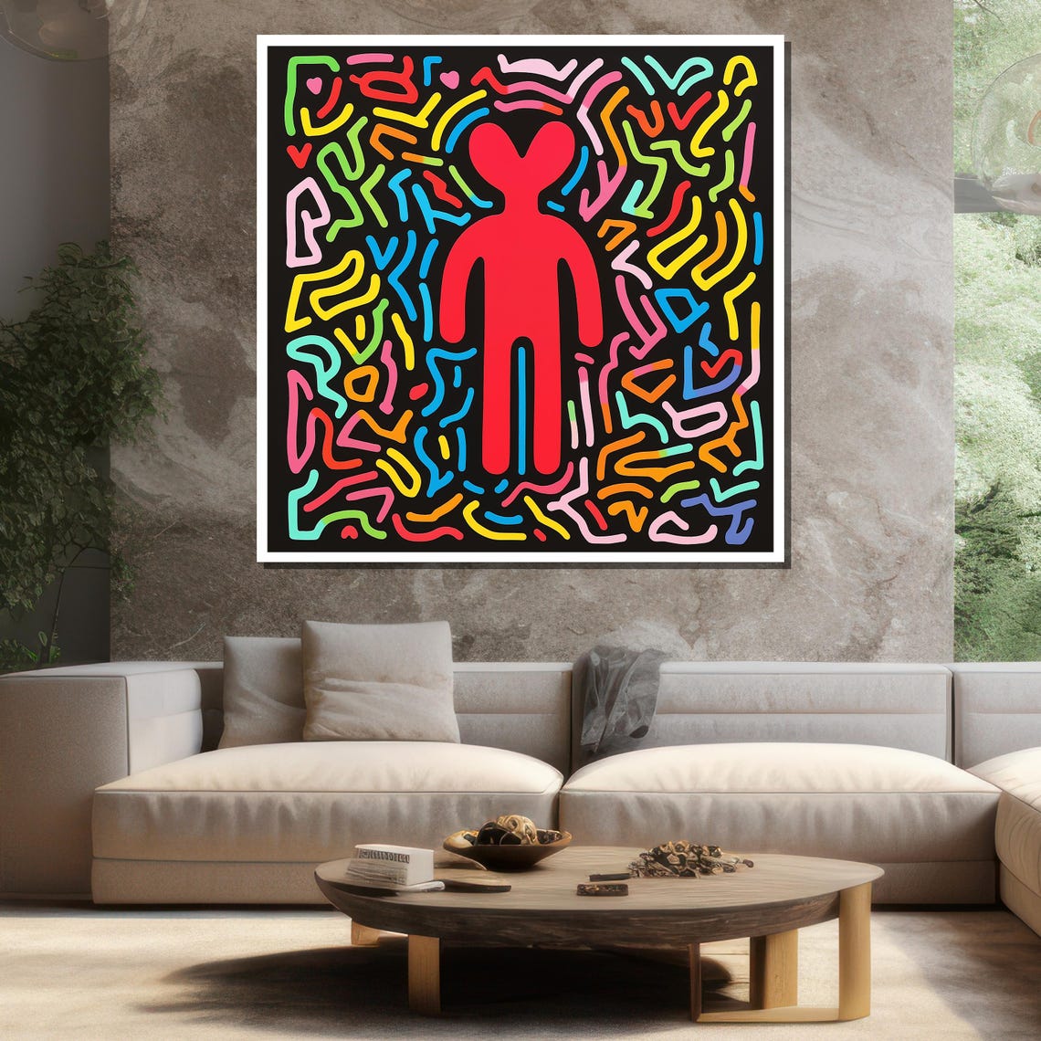 Colorful Abstract Heart Painting Modern Pop Art Inspired Wall Decor Bold And Vibrant Artwork Unique Gift Idea - Image 3