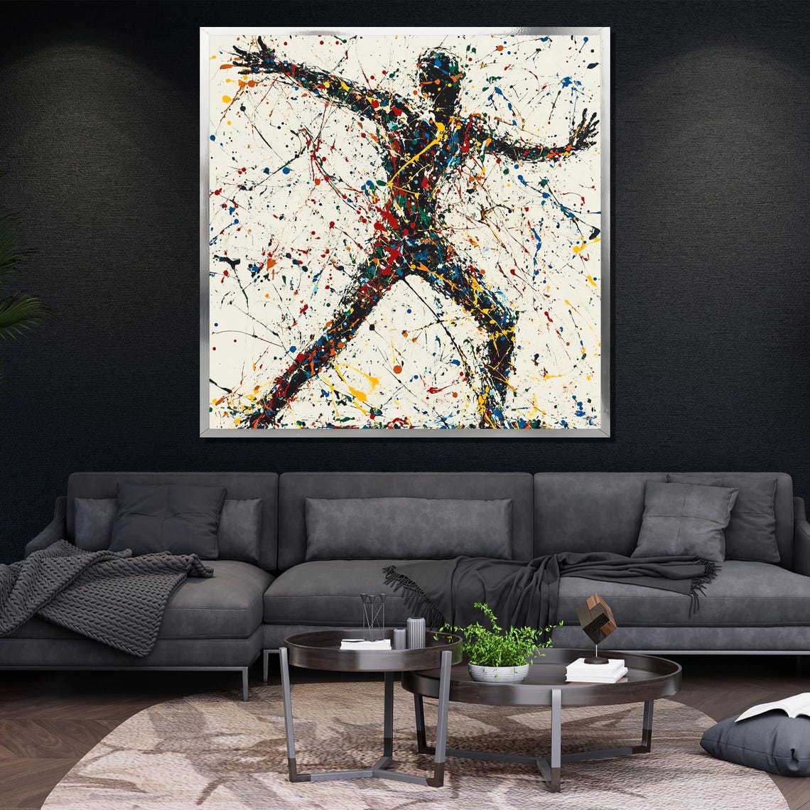Dynamic Abstract Action Painting Modern Wall Art Unique Gift For Living Room Bold Home Decor Statement Piece - Image 4