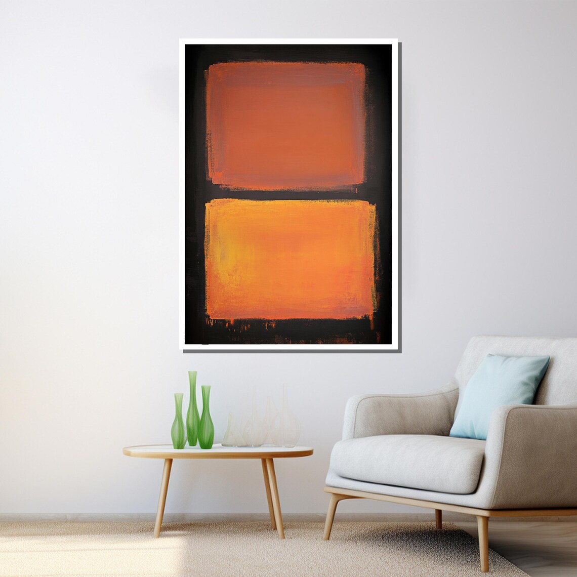 Mark Rothko Painting Orange And Yellow Abstract Artwork On Black Modern Art Gift For Wall Decor - Image 3