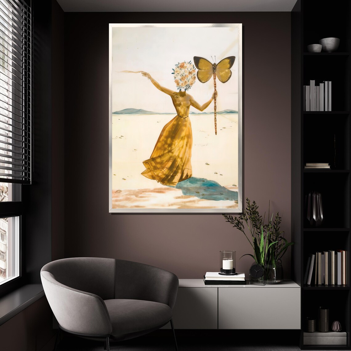 Salvador Dalí Woman With Butterfly Surrealist Art Print - Image 4