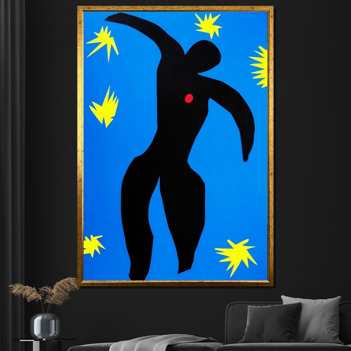 Henri Matisse Icarus Black Figure Yellow Stars Blue Jazz Print Poster