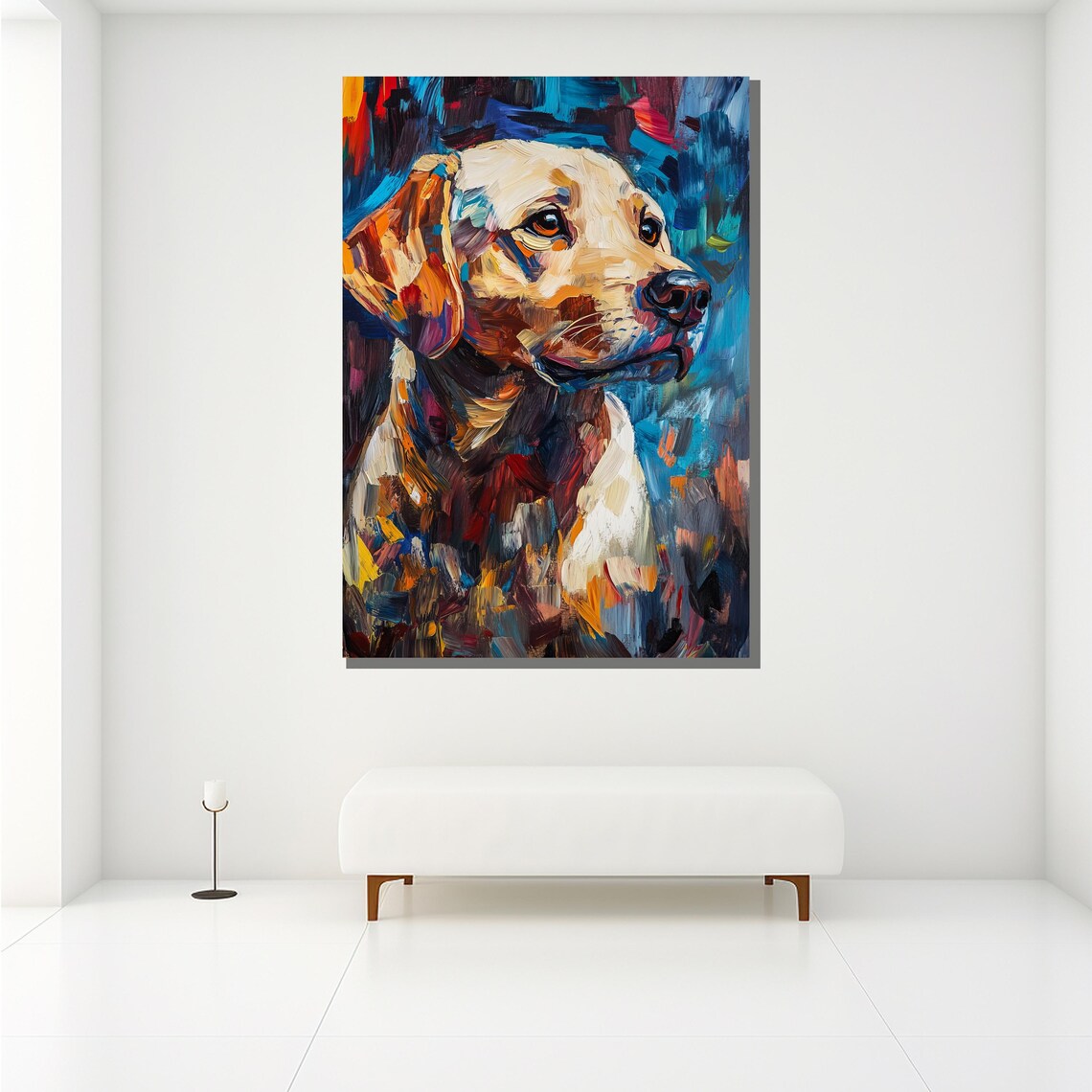 Labrador Retriever Colorful Brushstroke Dog Portrait Blue Art Poster - Image 2