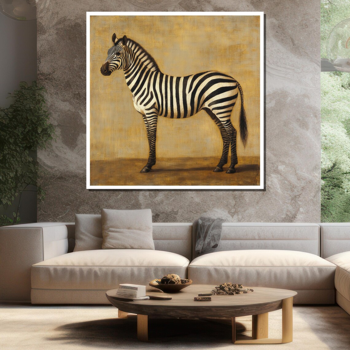 Zebra Gold Background Minimalist Elegant Safari Animal Poster - Image 3