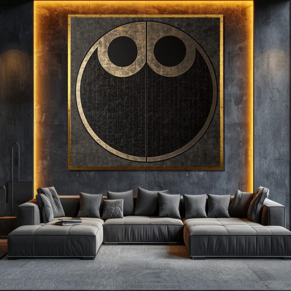 Minimalist Black And Gold Abstract Painting Modern Wall Art Unique Gift For Living Room Bold Home Decor Statement Piece