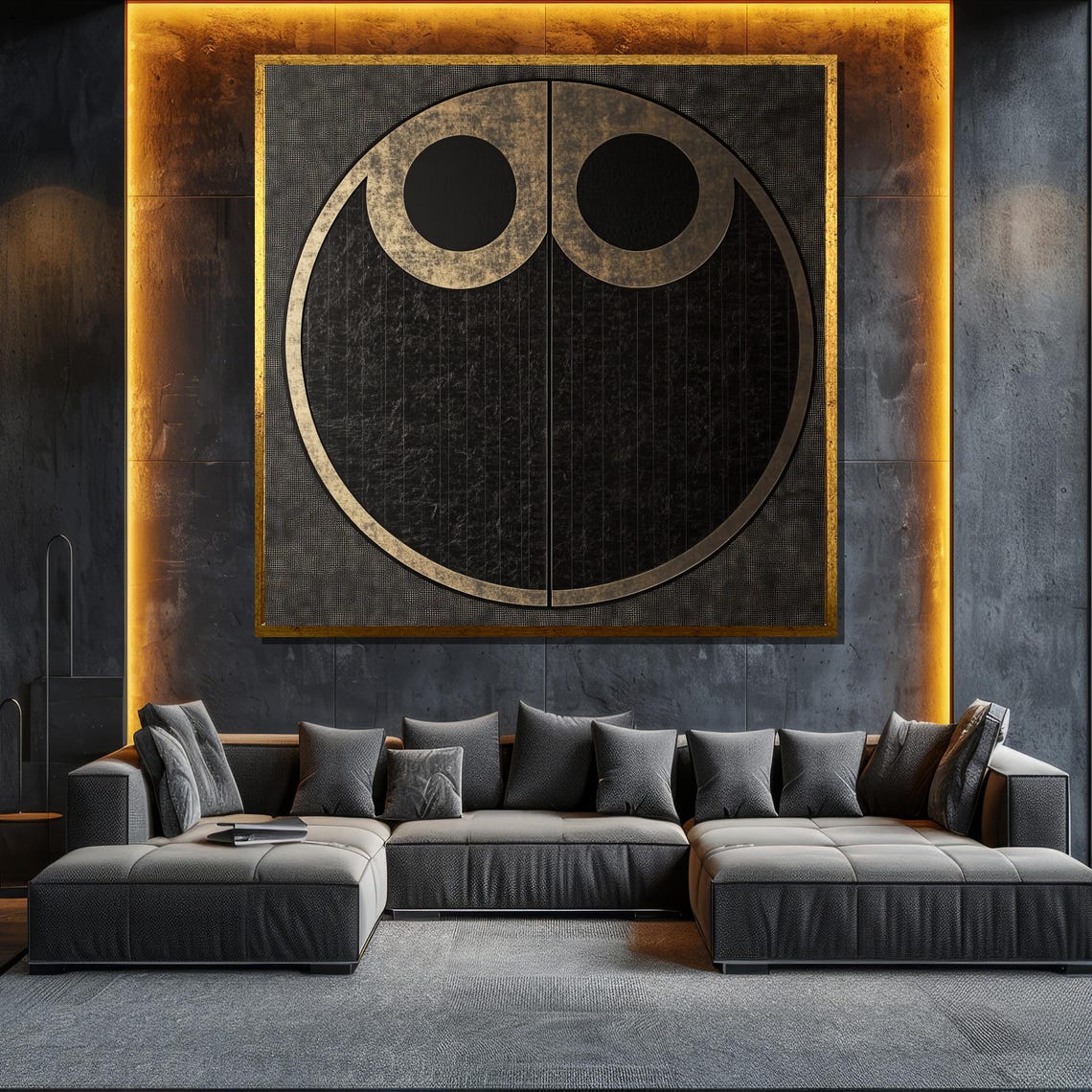Minimalist Black Gold Circular Geometric Bold Modern Abstract Poster