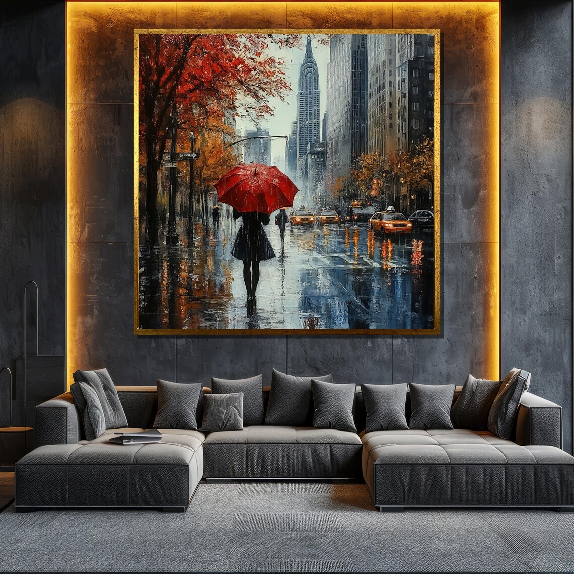 Rainy New York Street Painting, New York City Art Print