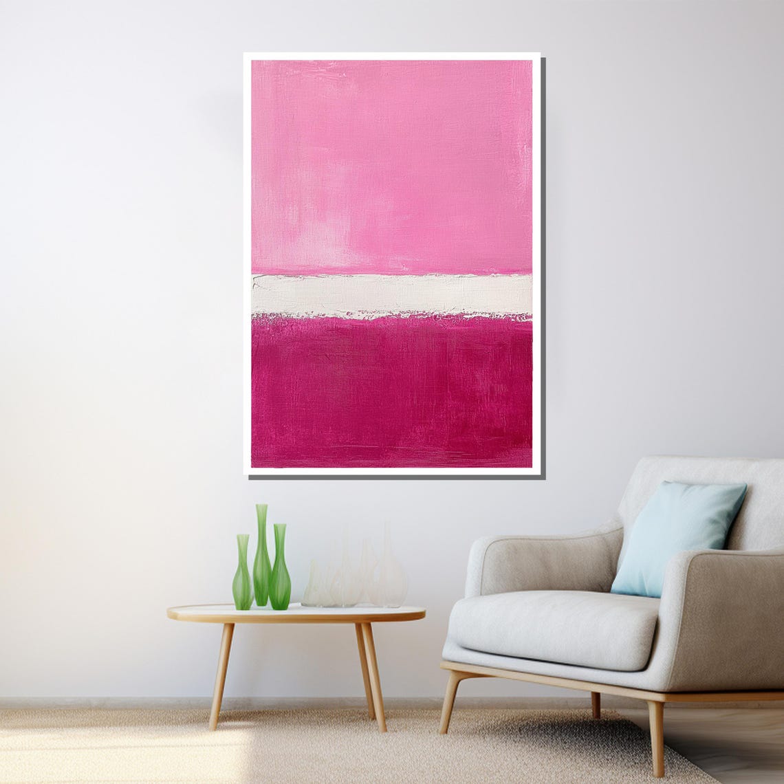 Mark Rothko Style Pink And White Color Field Abstract Art Poster - Image 3