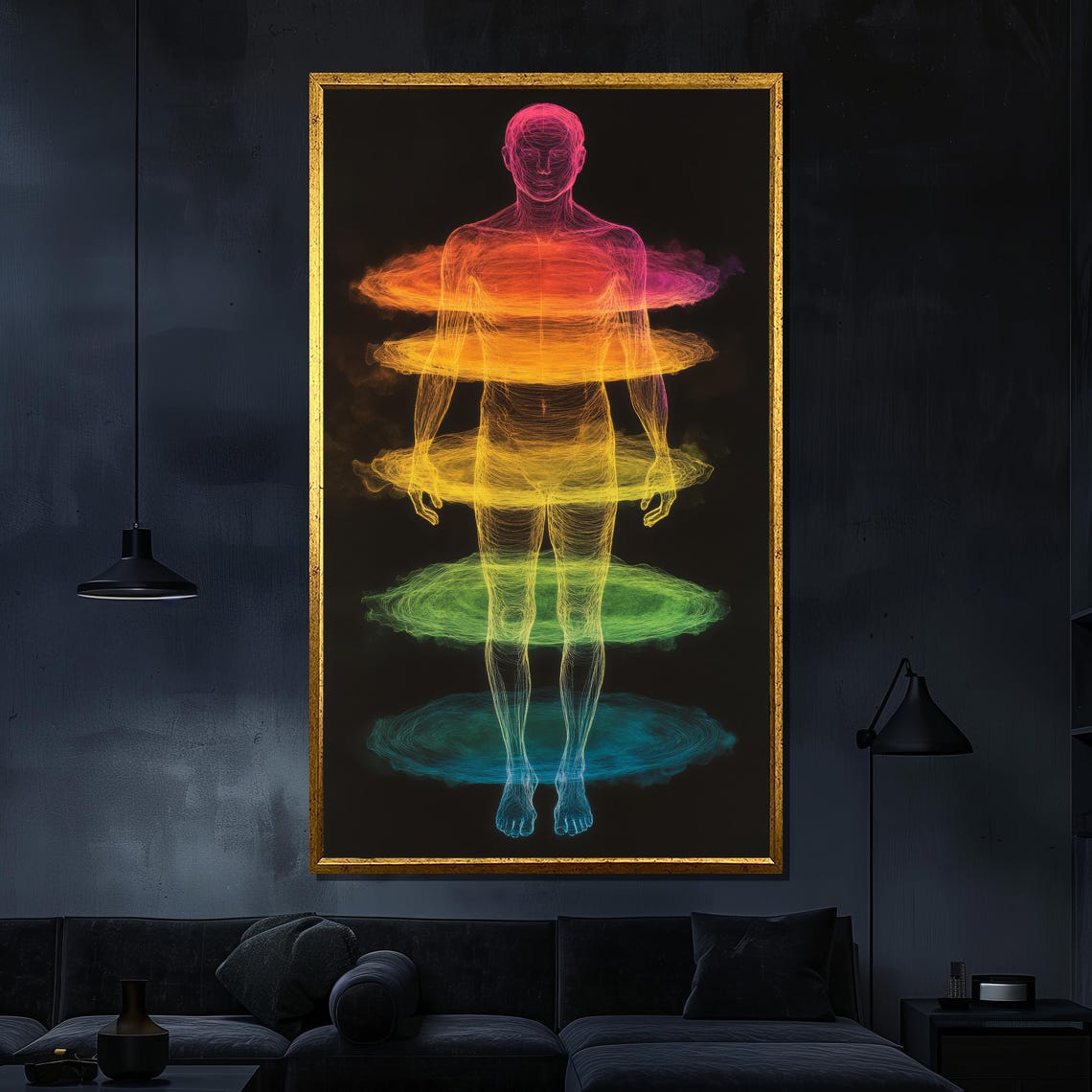 Rainbow Chakra Energy Human Body Aura Spiritual Art Wall Poster