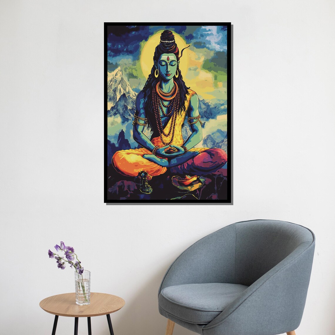 Shiva Meditation Colorful Hindu God Painting Spiritual Wall Art Poster - Image 5