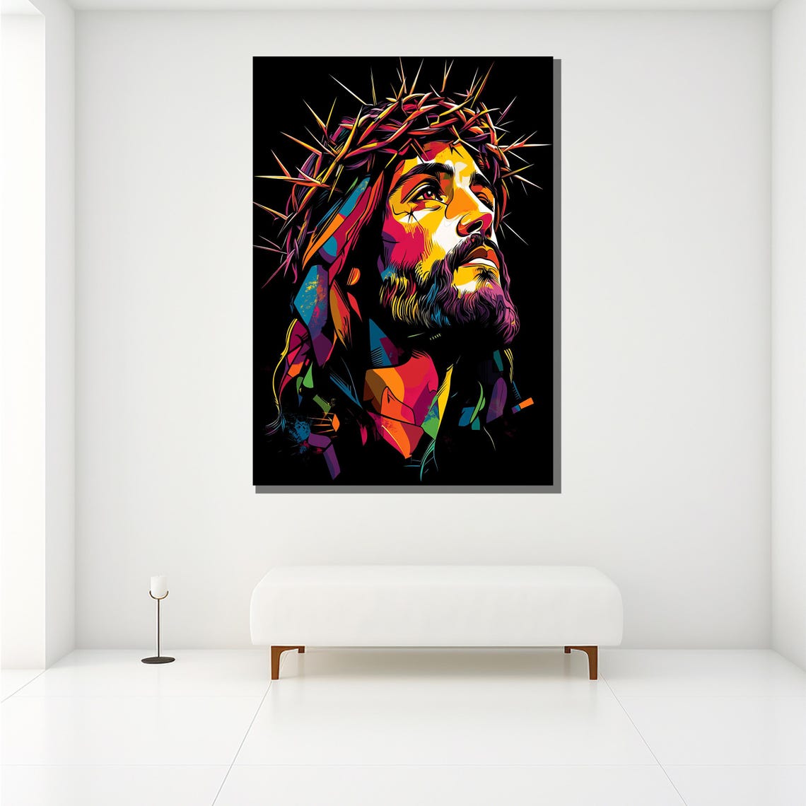 Colorful Pop Art Jesus Crown Of Thorns Modern Portrait Wall Poster - Image 2