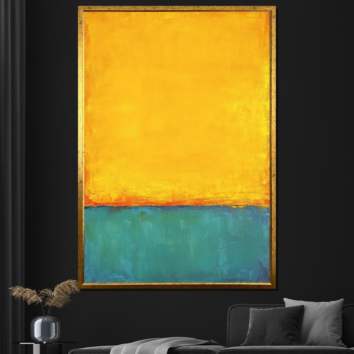 Rothko-Inspired Yellow and Teal Abstract Art Print
