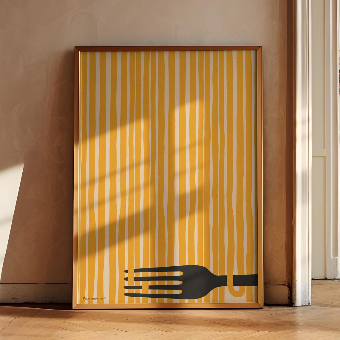 Hand Drawn Pasta Art Print, Retro Spaghetti Poster