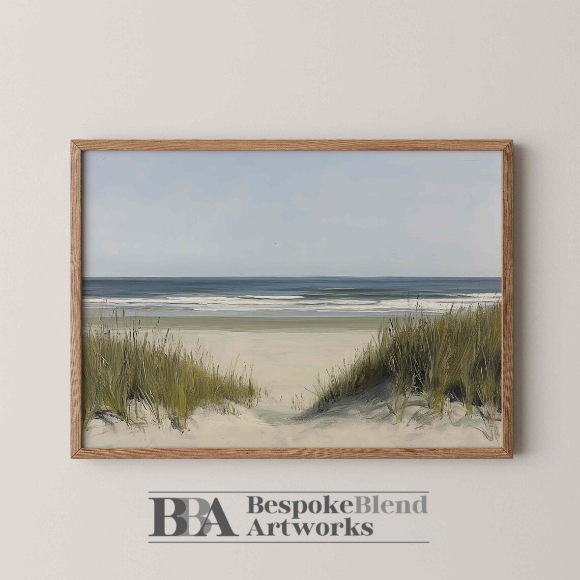 Serene Dune Beach Path Sea Grass Calm Ocean Neutral Coastal Art Poster