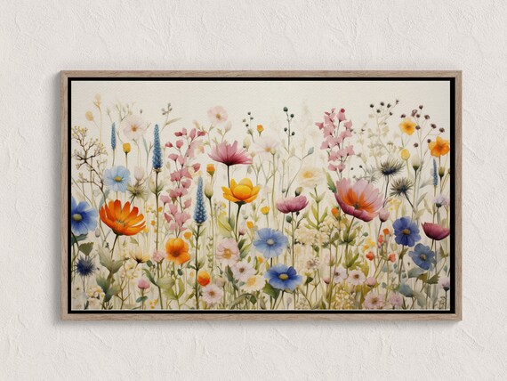 Wildflower Meadow Watercolor Poster Colorful Spring Blooms And Daisies Painting