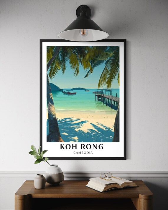Koh Rong Cambodia Wall Art Tropical Beach Poster Island Travel Print Turquoise Ocean Decor Southeast Asia Coastal Artwork Paradise