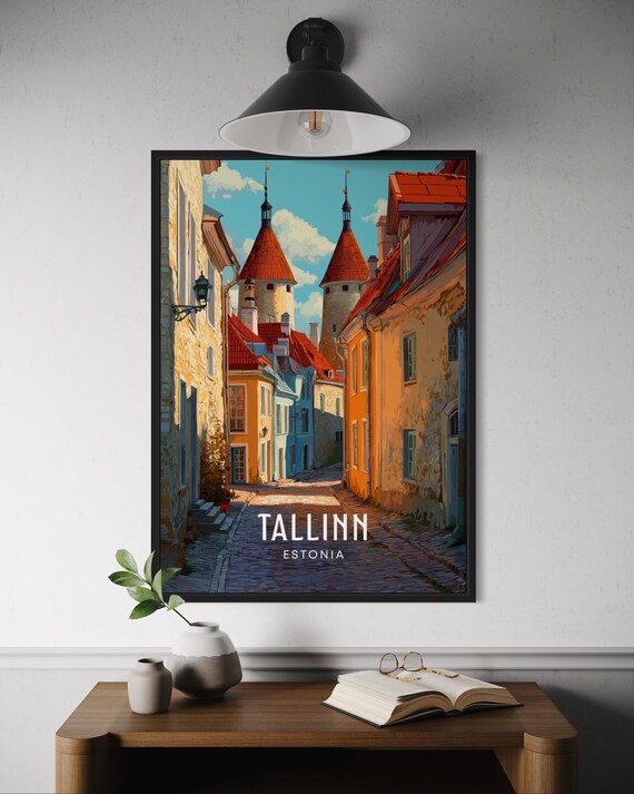 Tallinn Estonia Travel Poster Old Town Wall Art Medieval City Print Baltic Europe Decor Home Artwork Northeastern