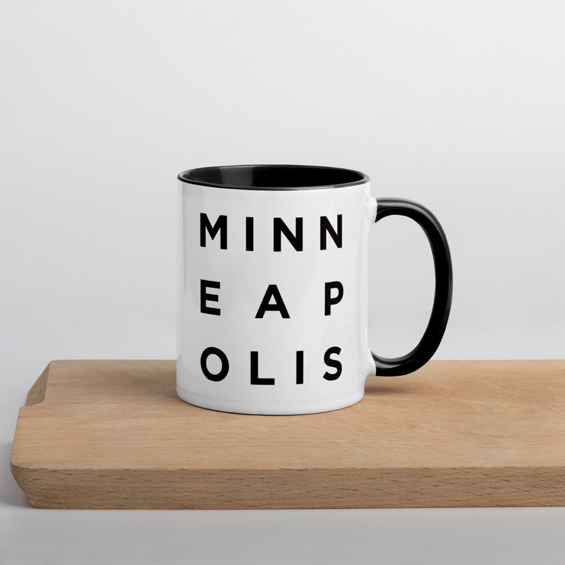 Minneapolis Minimalist Black White Ceramic Mug Typography Print Design