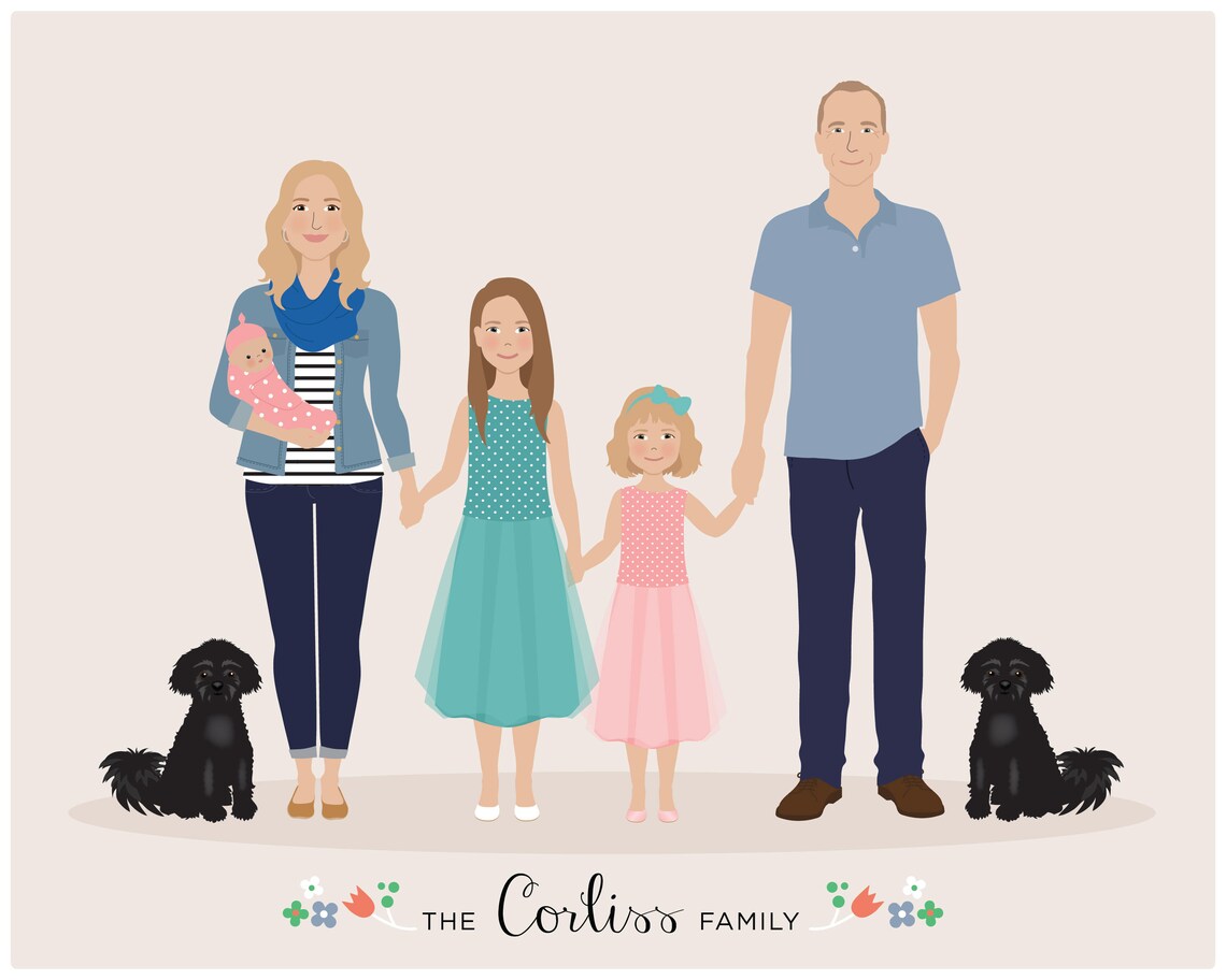 Custom Family Portrait, Hand Drawn Art Print - Image 3