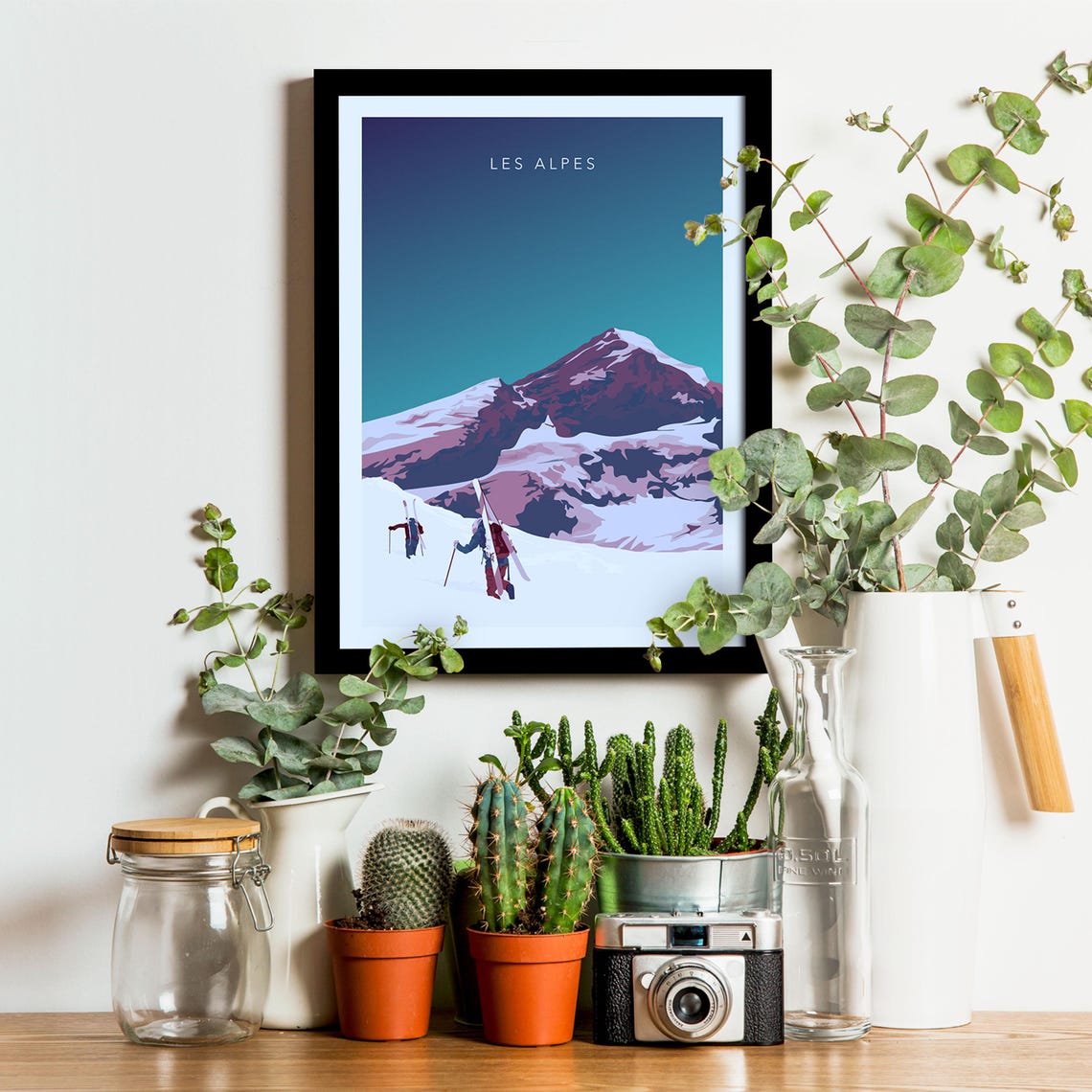 The Alps Travel Poster Ski Chairlift Travel Poster Vintage Poster Mountains Winter Sports - Image 3